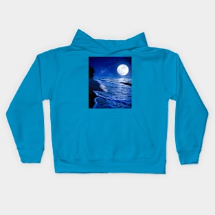 Moon At Night Winter Beach Sunset Ocean Beach Sunset Kids Hoodie